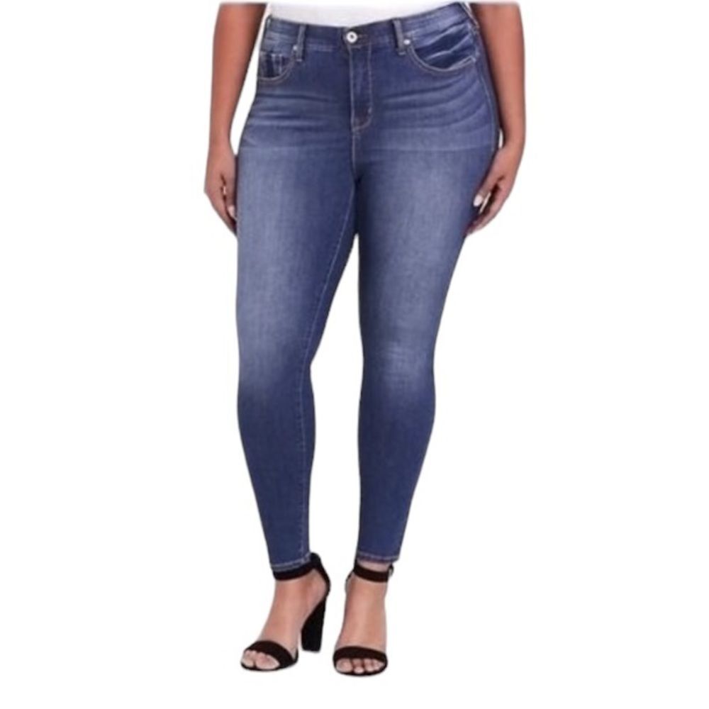 Torrid Sky High Rise Distressed Skinny Ankle Jeans Premium Denim Stretchy